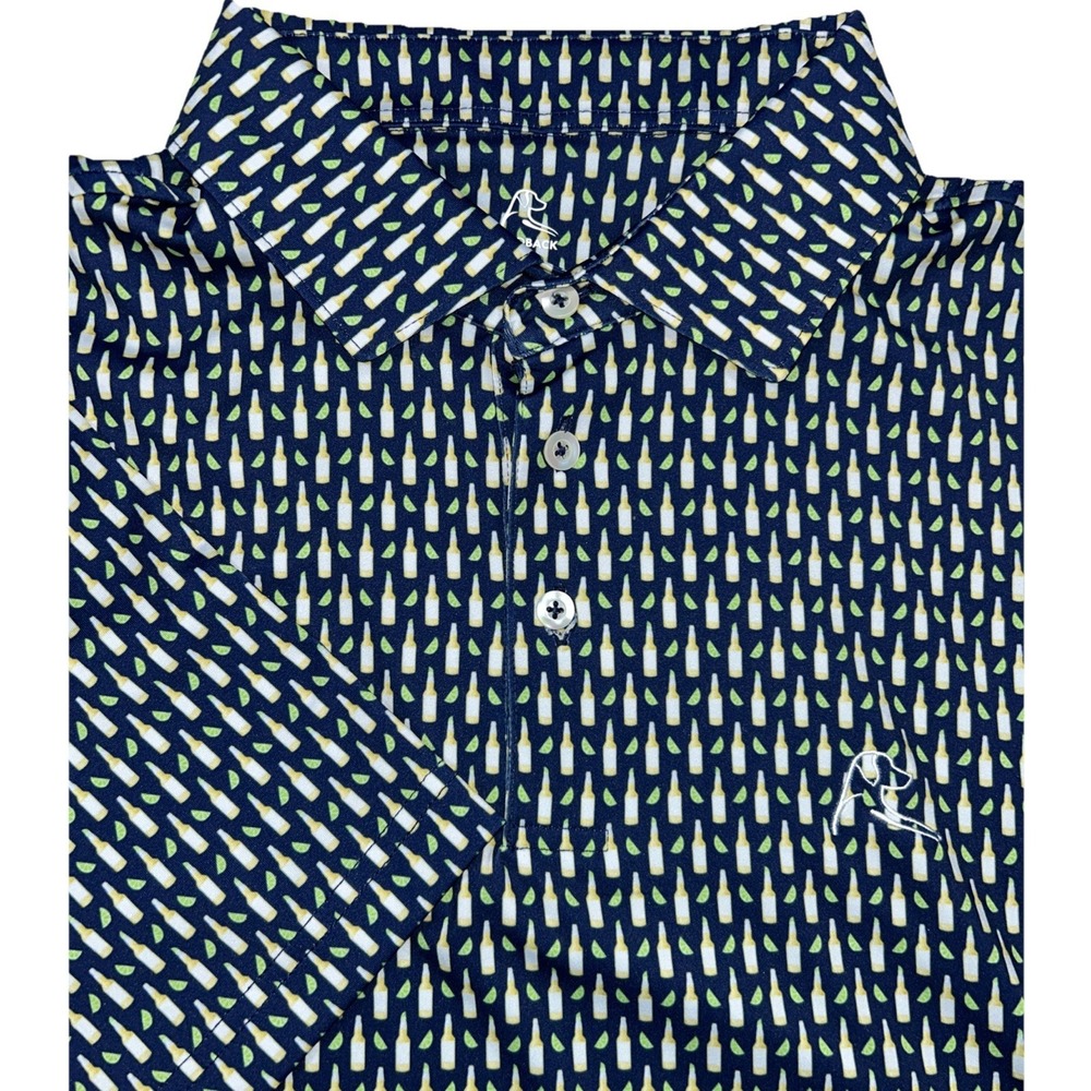 Rhoback Men's Large Tequila Bottles Limes Golf Polo